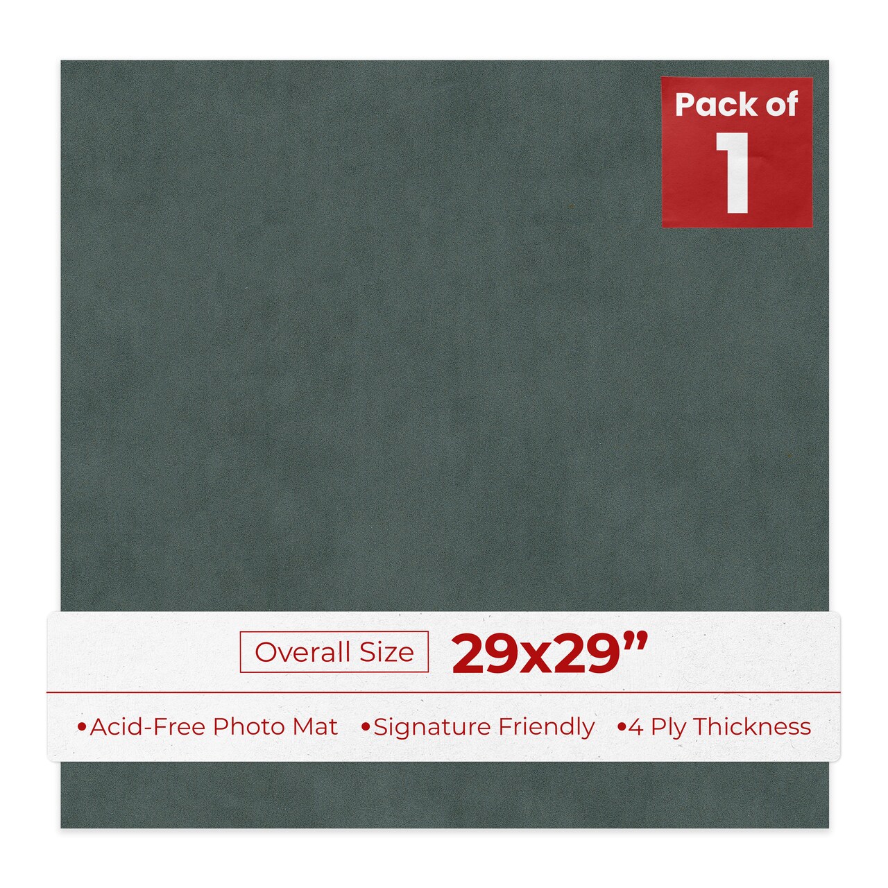 Dark Grey Suede 29x29 Uncut Mat Board - Blank Sheets, No Opening